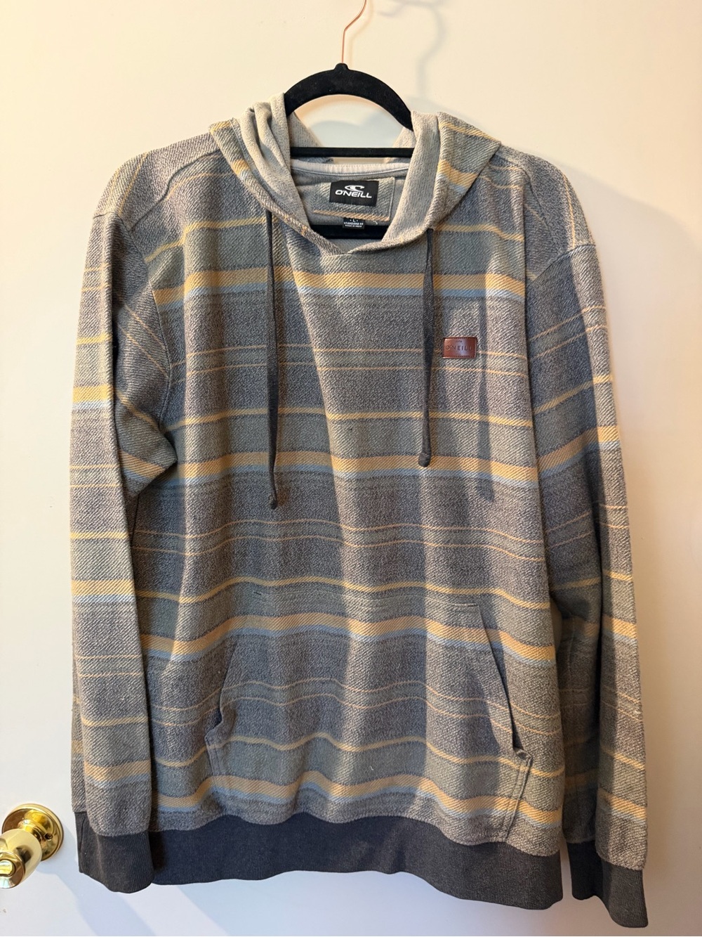 O'Neill Gray Hoodie with Cream & Tan Stripes